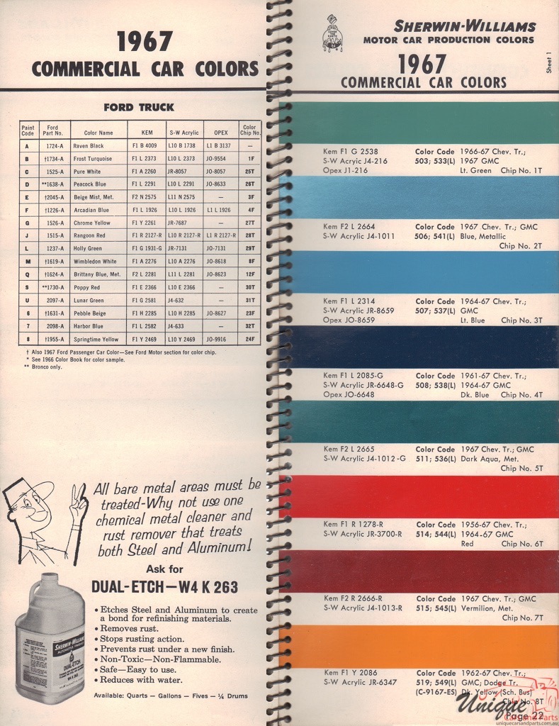 1969 Ford F100 Color Chart 1968 Ford Color Chart Color Chart For 1959